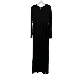 Beeson River Womens Maxi Dress Long Sleeve Black Size Large Pockets
